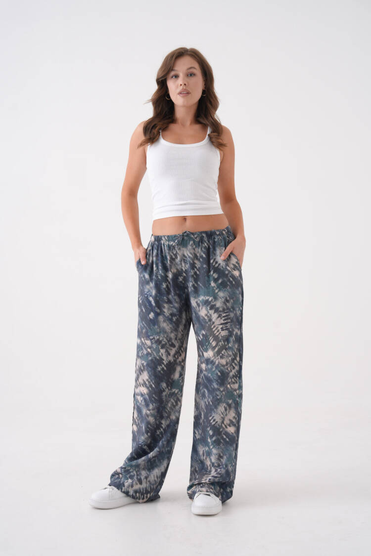 Oil Tie Dye Pattern Wide Cut Modal Pants 29187