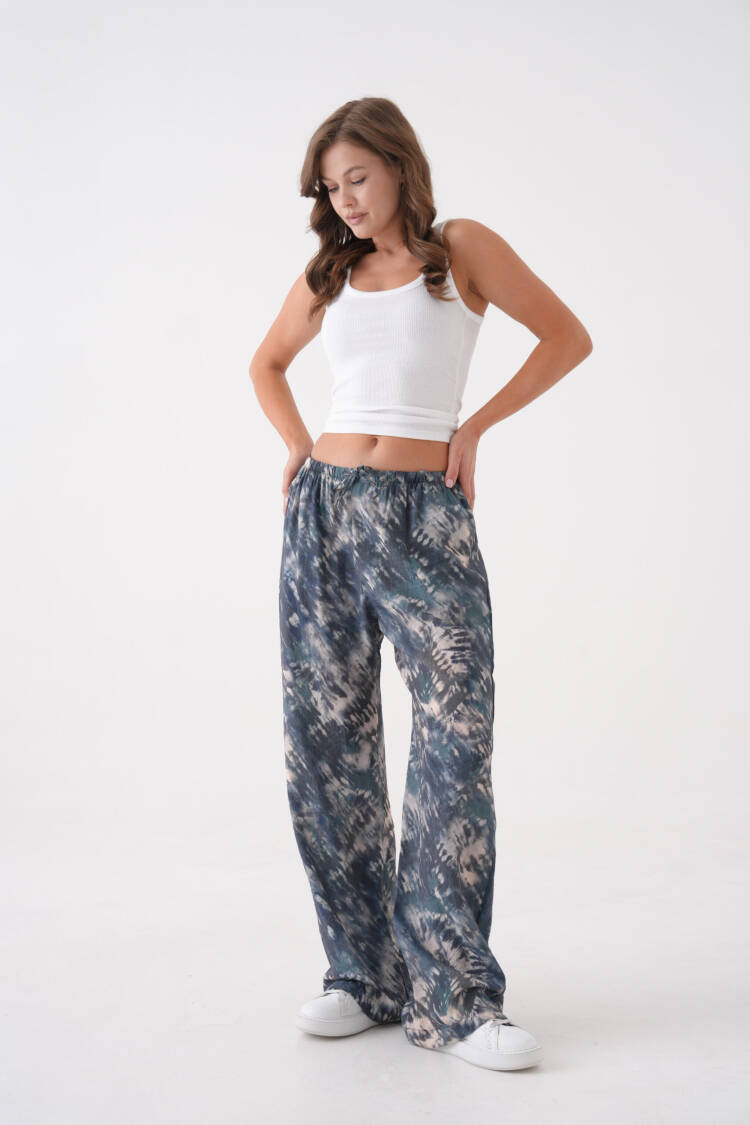 Oil Tie Dye Pattern Wide Cut Modal Pants 29187