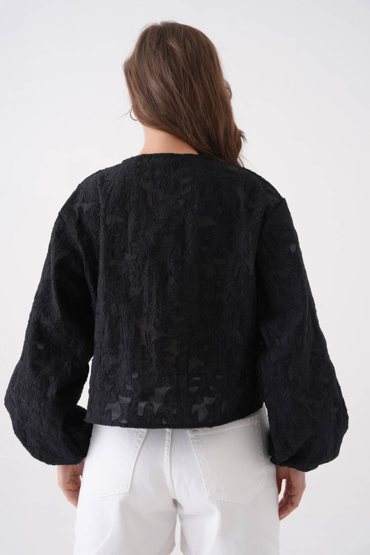 Creamy Chiffon Patterned Organza Blouse 29101