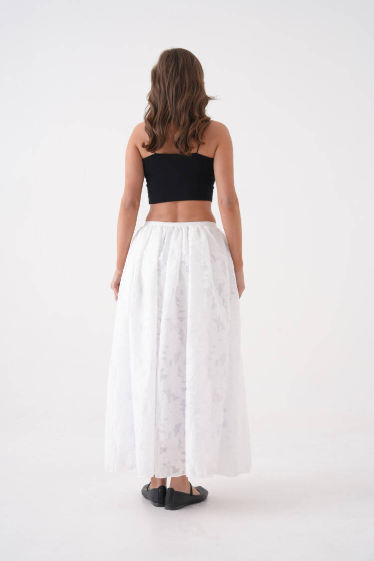 Burning Chiffon Pattern Organza Lining Long Skirt 29096