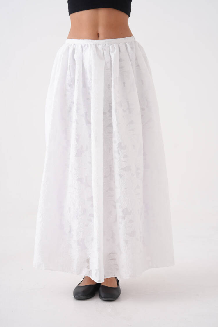 Burning Chiffon Pattern Organza Lining Long Skirt 29096