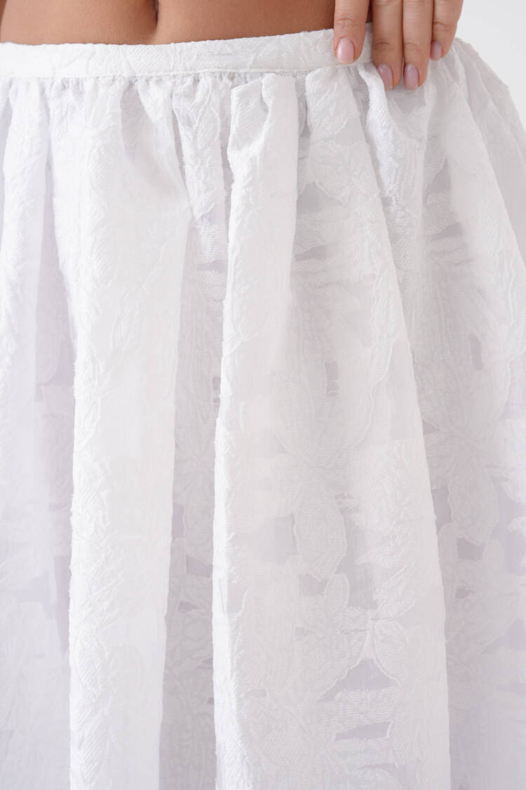 Burning Chiffon Pattern Organza Lining Long Skirt 29096
