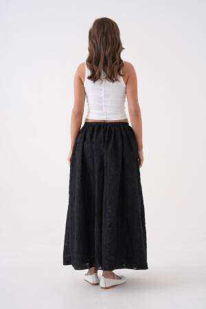 Black Burning Chiffon Pattern Organza Lining Long Skirt 29096 - First Angels - Globality Store - Women Clothes Wholesale Turkey