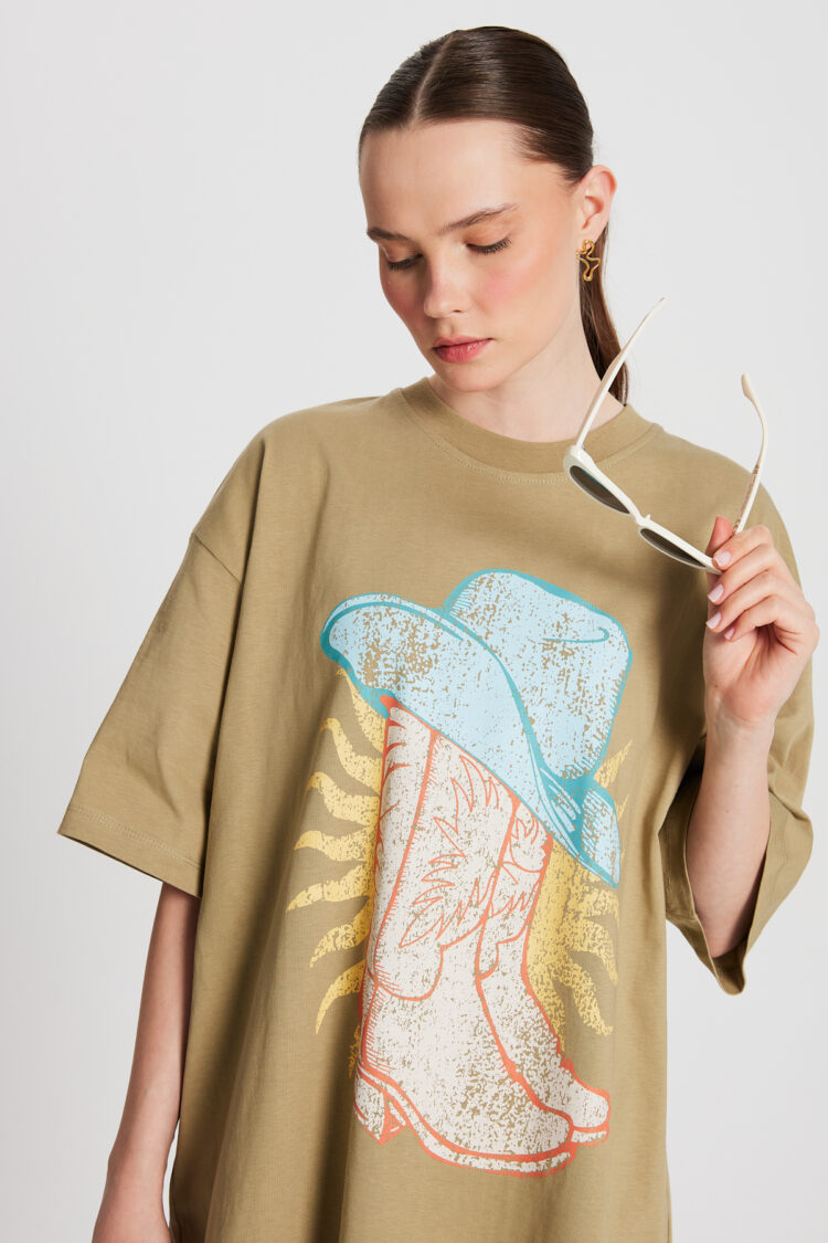 Mold Green Oversized Printed T-shirt 29156