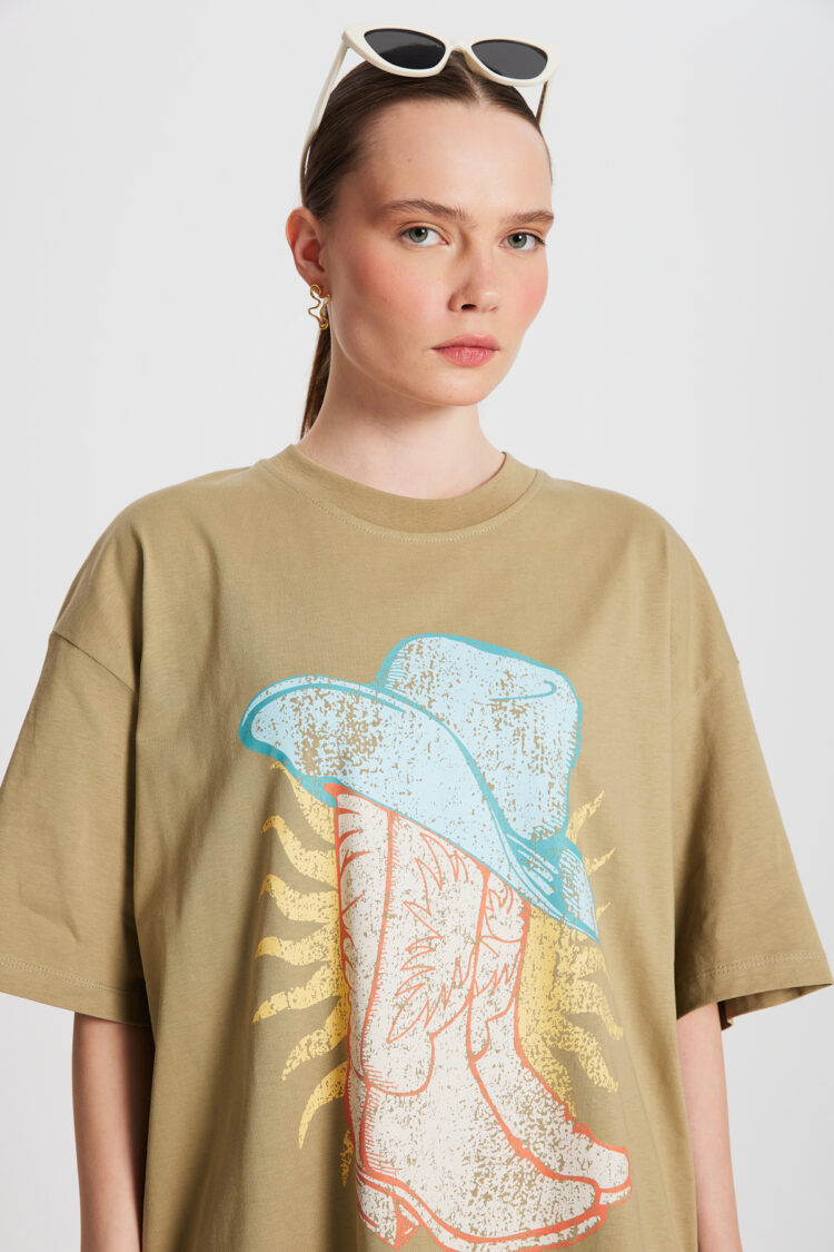 Mold Green Oversized Printed T-shirt 29156