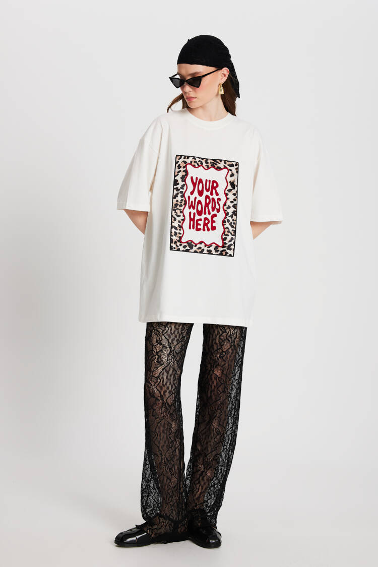 Ecru Oversize Embroidered T-shirt 29160