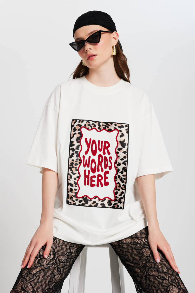 Ecru Oversize Embroidered T-shirt 29160