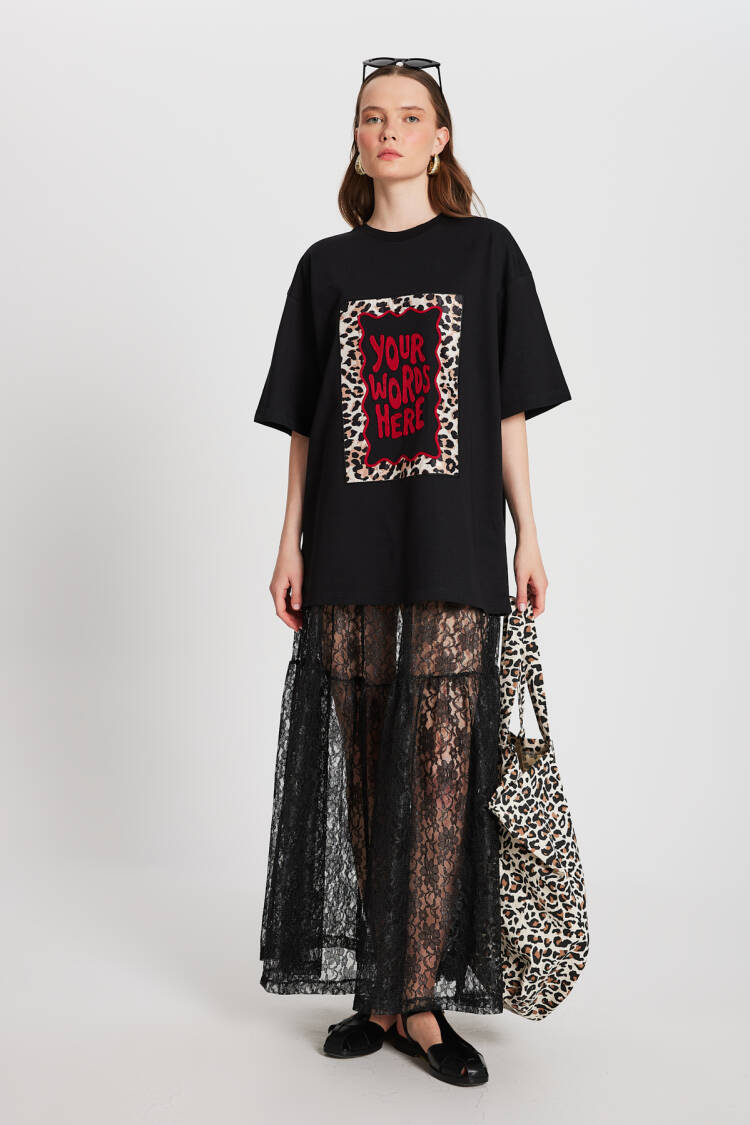 Black Oversize Embroidered T-shirt 29160