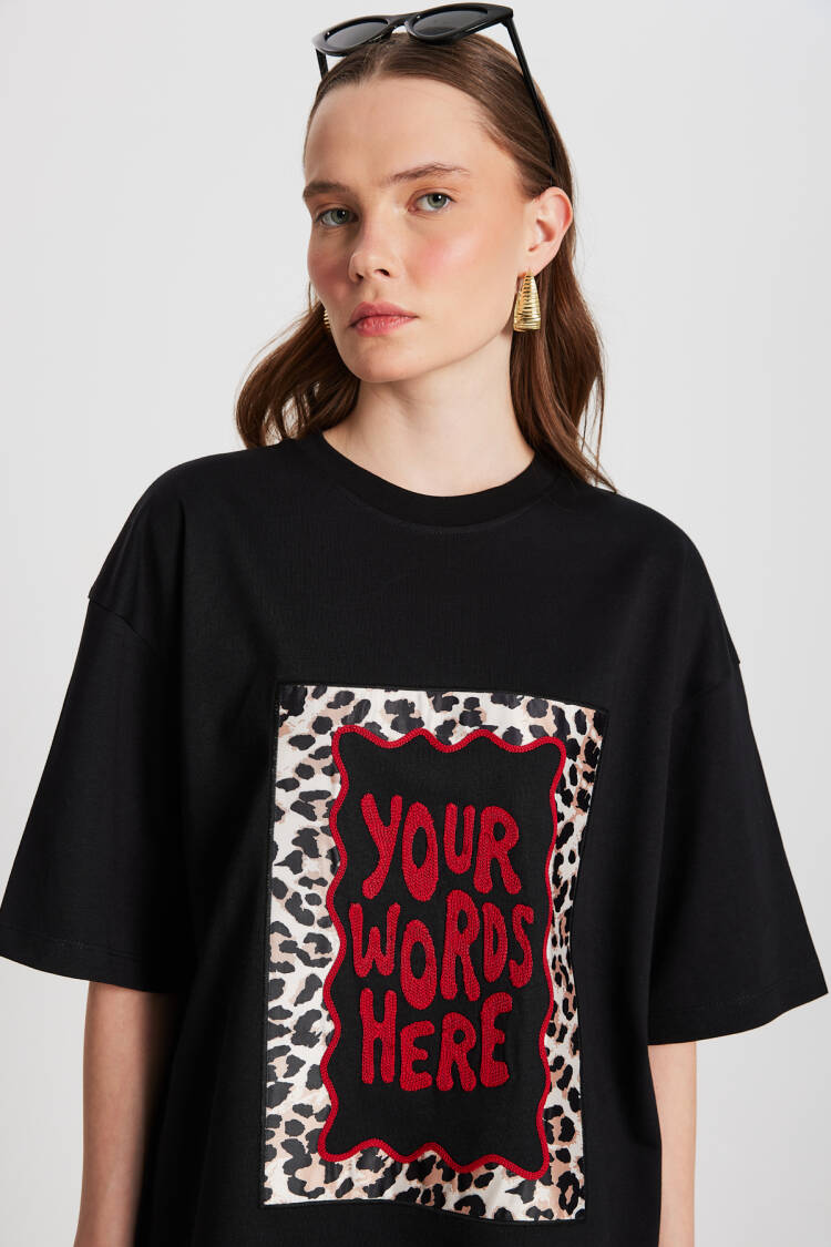 Black Oversize Embroidered T-shirt 29160