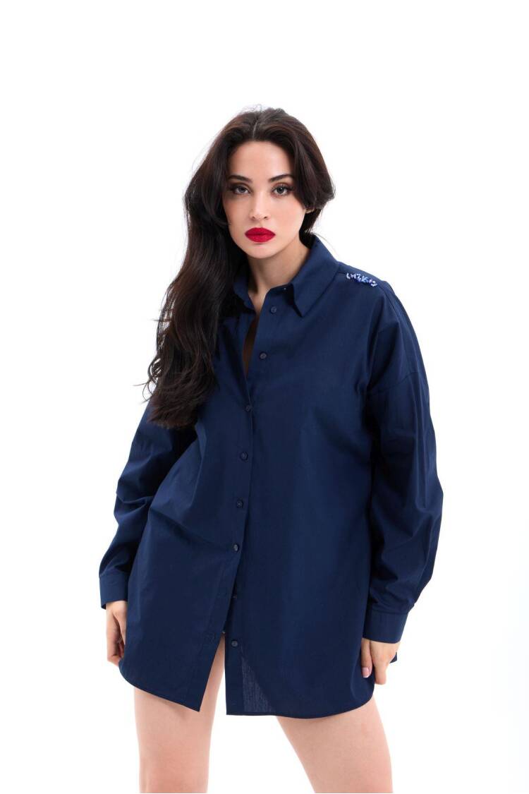 Shirt - Navy - Brand: Fame - Women's Clothing Wholesale - Globality Store