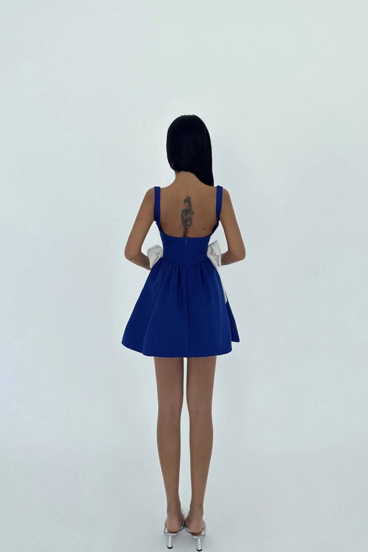 NavyBow Detailed Suspender Dress