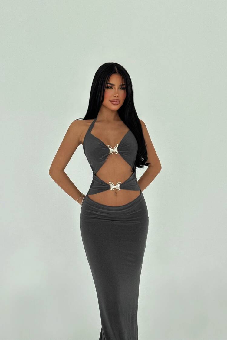 Anthracite Window Detail Dress