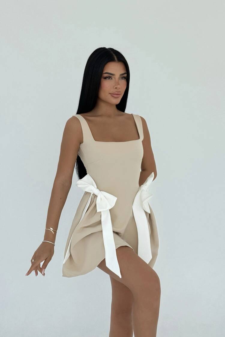 Bow Detailed Suspender Dress