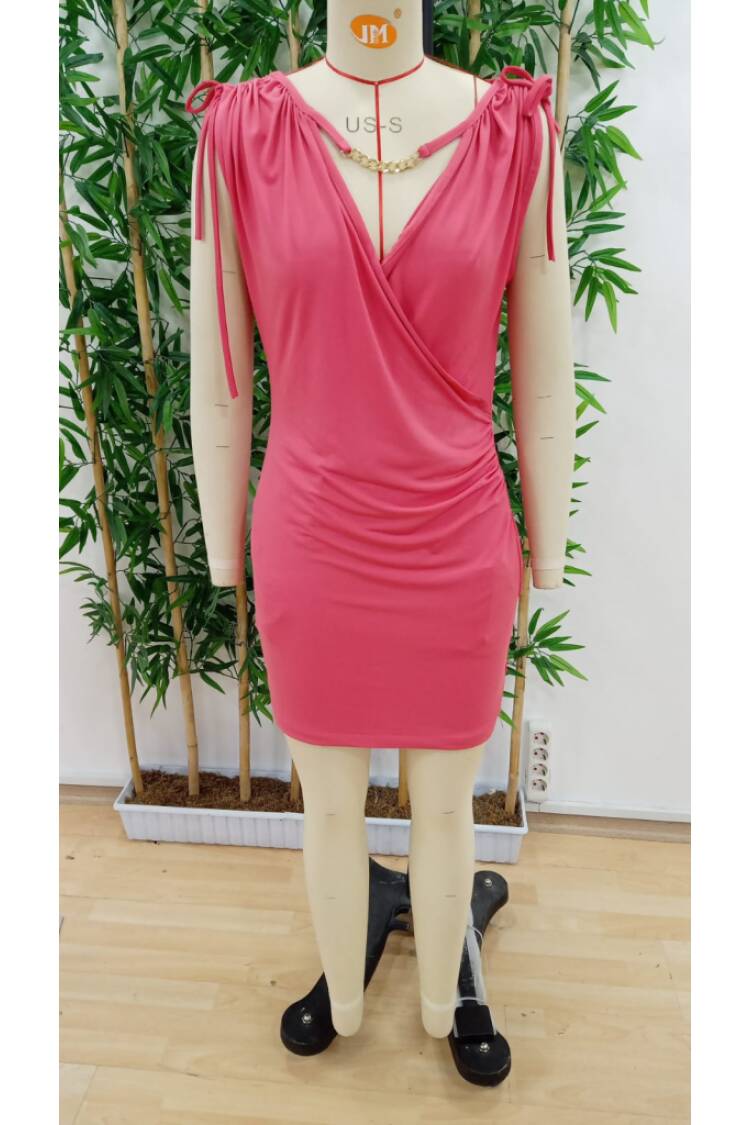 Women's Double-breasted Collar Ruffle And Accessory Detail Sandy Mini Dress