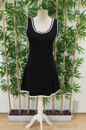 Women's Zero Sleeve Round Double Color Kilos Viscose Two Yarn Dress - Black - Janes - Globality Store - Women Clothes Wholesale Turkey