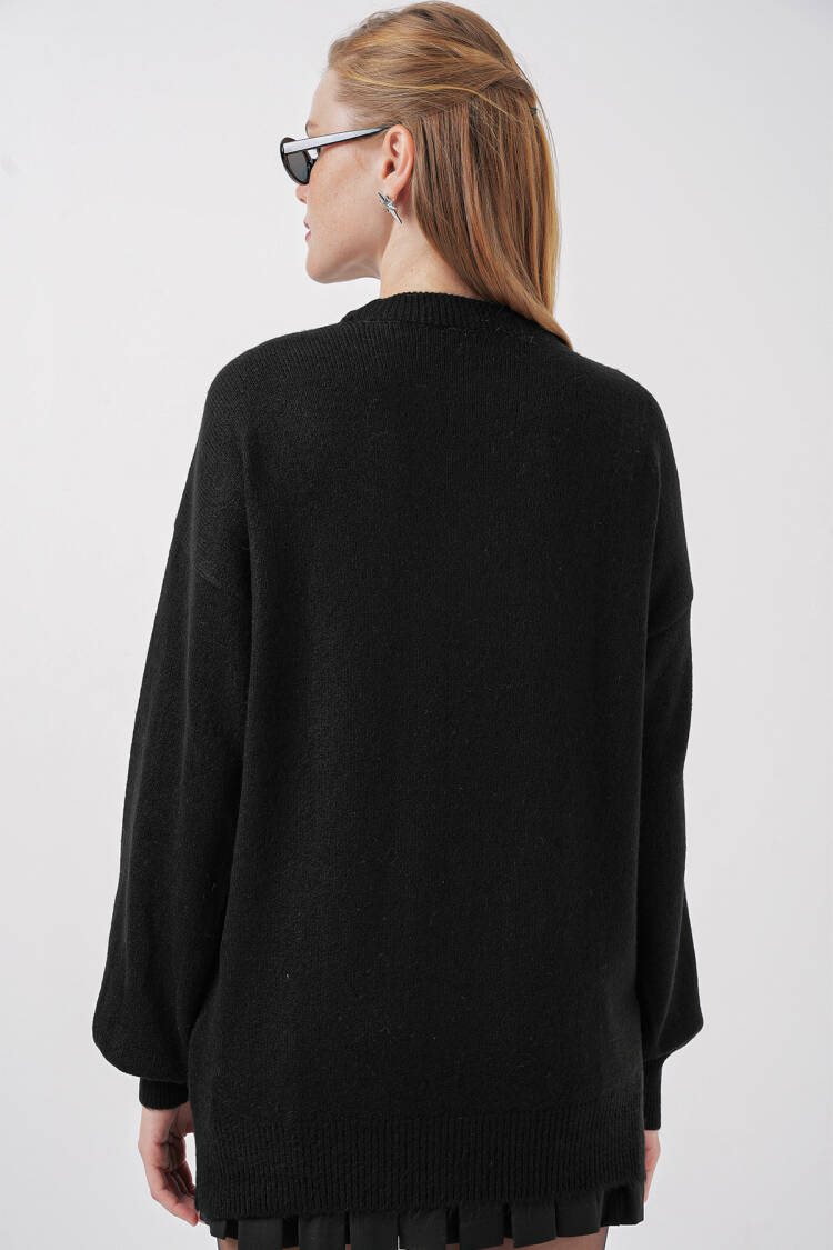 Baklava Patterned Oversized Knitwear Sweater
