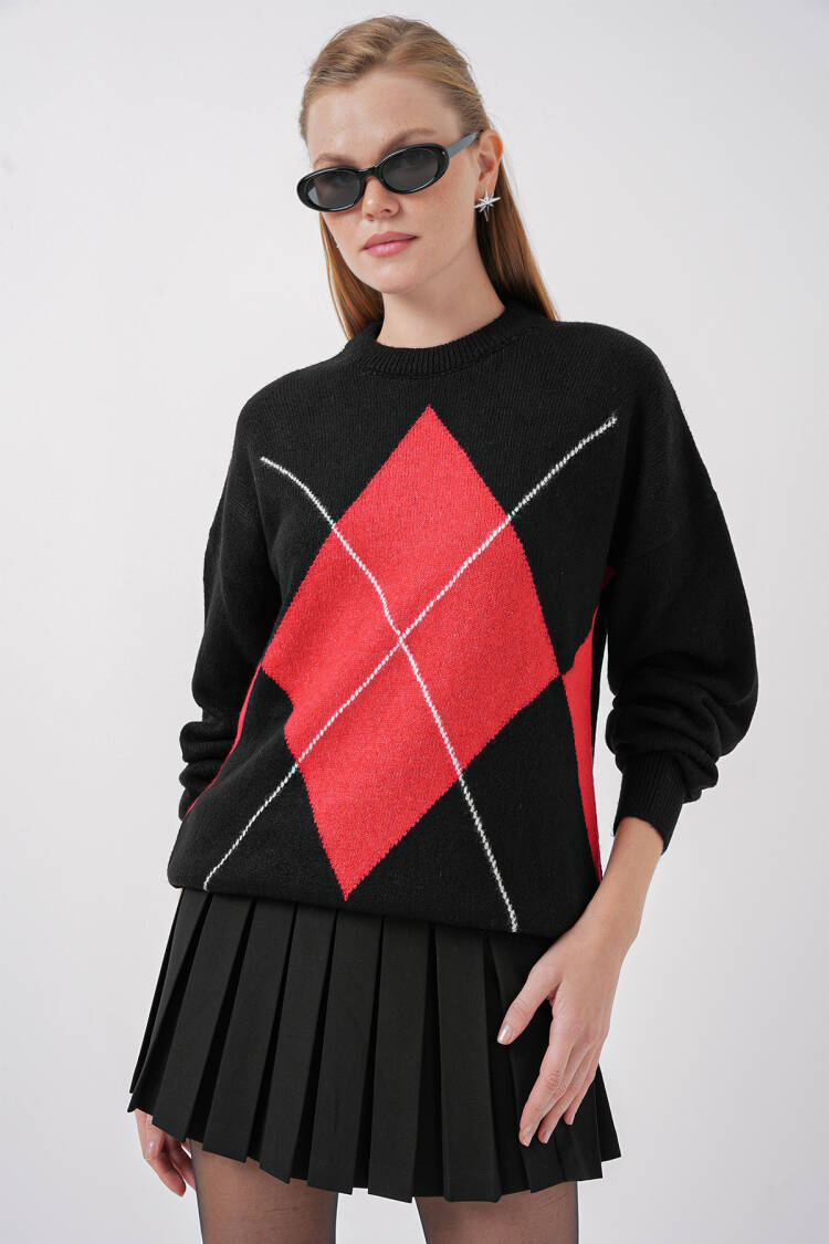 Baklava Patterned Oversized Knitwear Sweater - Brand: Bigdart - Women's Clothing Wholesale - Globality Store