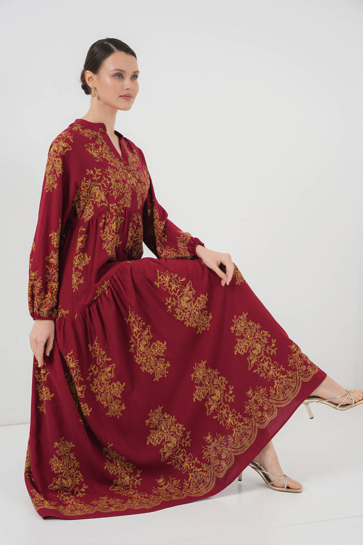 Gold Patterned Burkini Dress 2423
