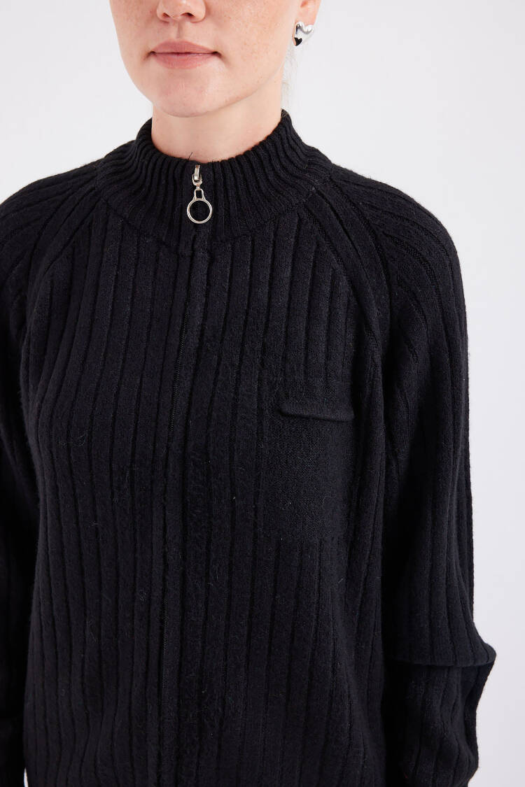 Zippered Knitwear Cardigan