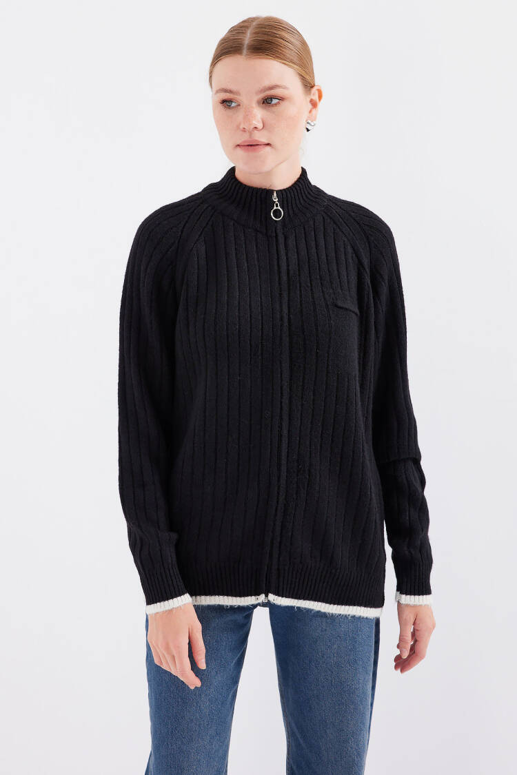 Zippered Knitwear Cardigan