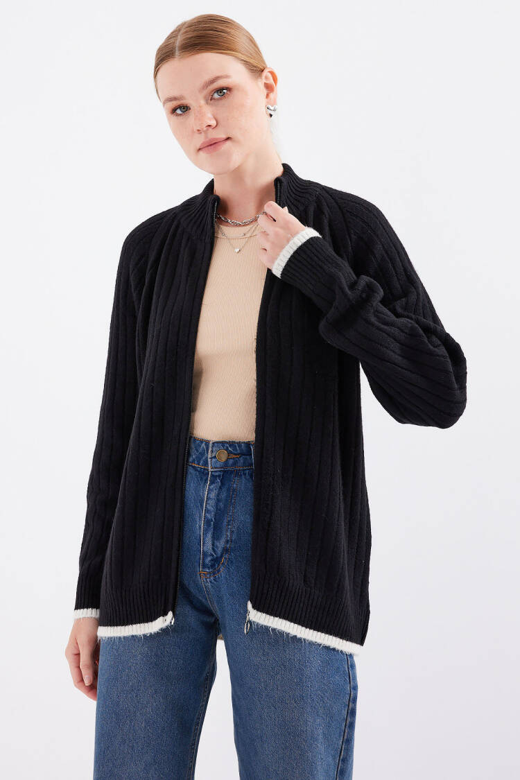 Zippered Knitwear Cardigan