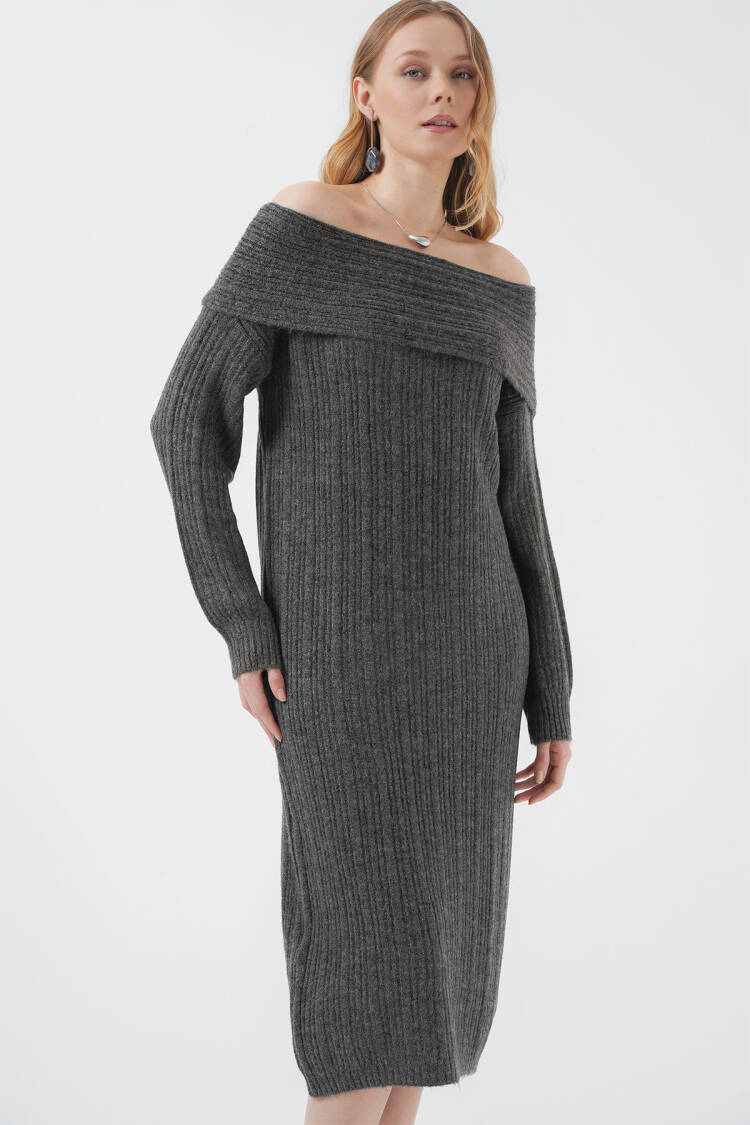 Madonna Collar Oversize Sweater Dress