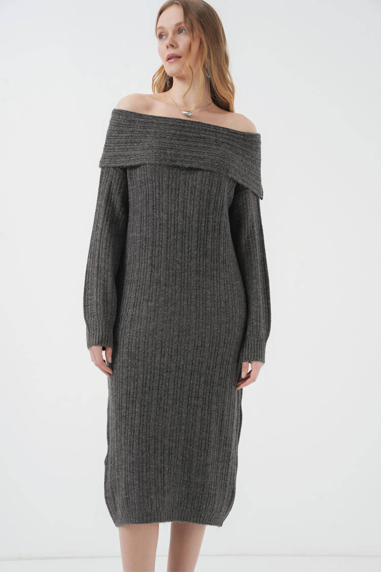 Madonna Collar Oversize Sweater Dress - Brand: Bigdart - Women's Clothing Wholesale - Globality Store