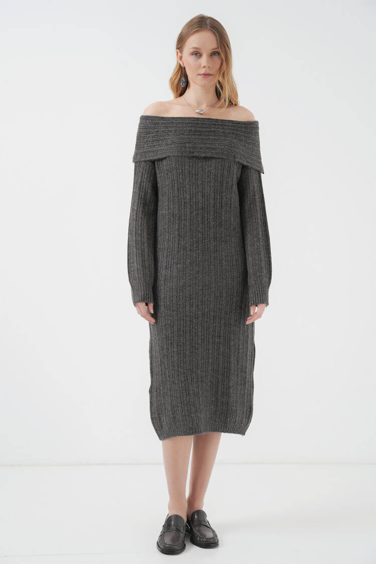 Madonna Collar Oversize Sweater Dress