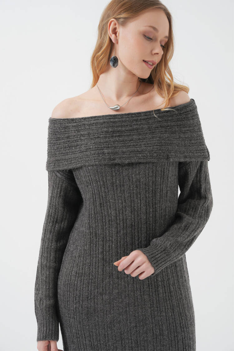 Madonna Collar Oversize Sweater Dress
