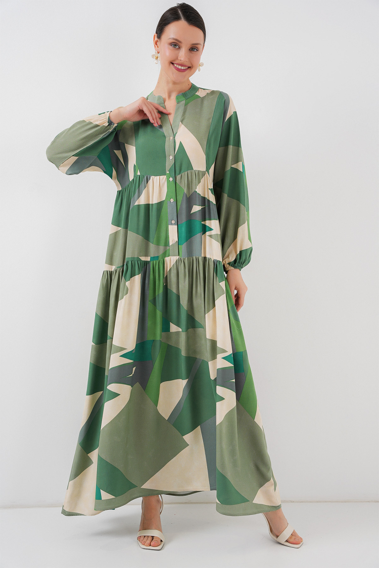 Authentic Patterned Burkini Dress - A.haki - Bigdart - Globality Store - Women Clothes Wholesale Turkey
