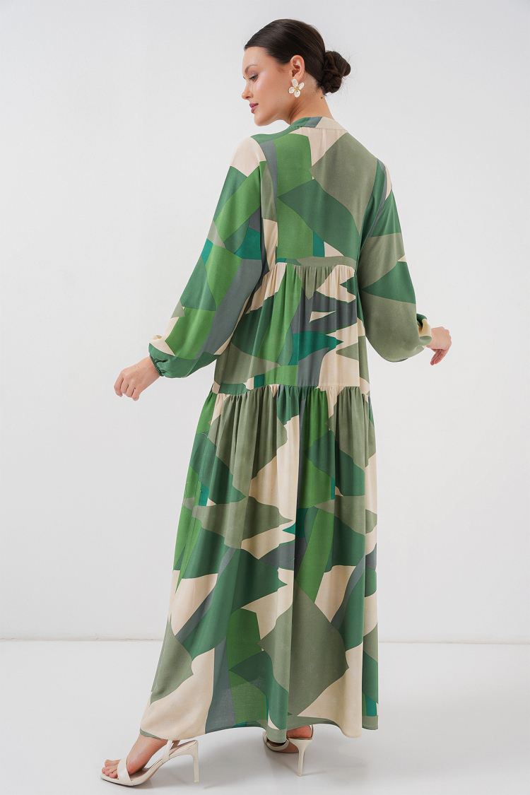 Authentic Patterned Burkini Dress - A.haki