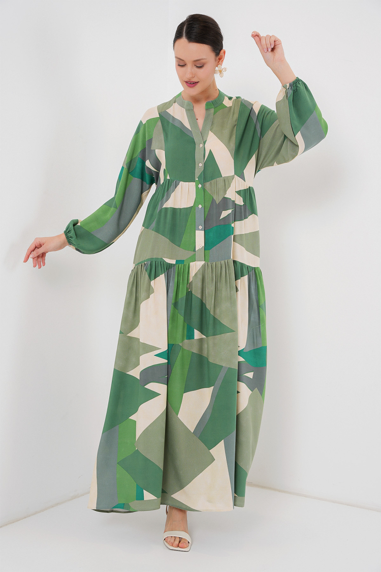 Authentic Patterned Burkini Dress - A.haki