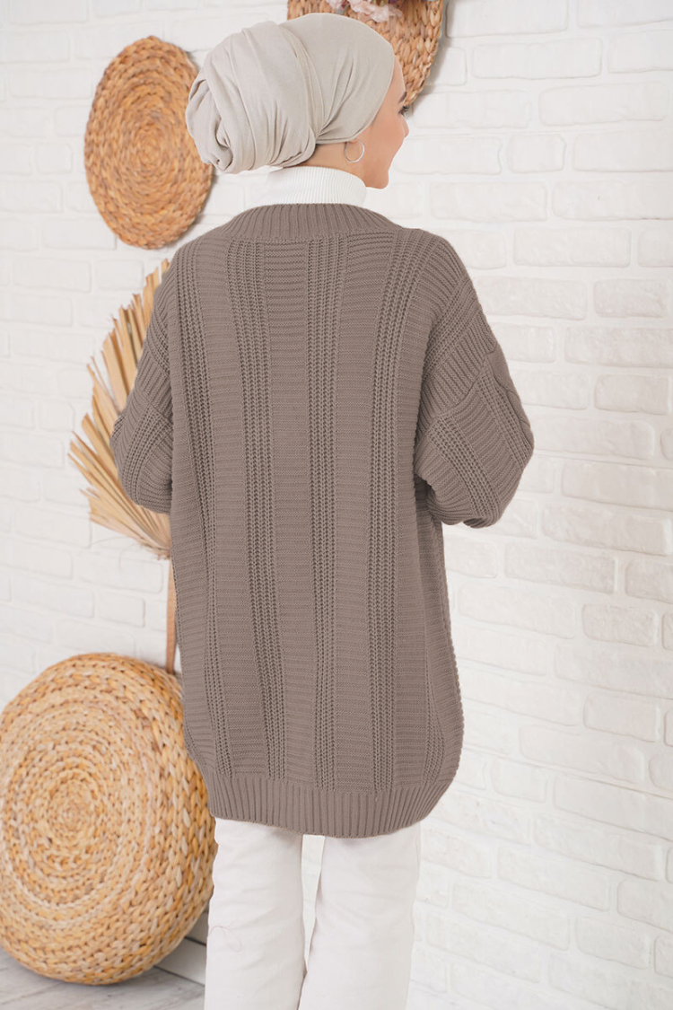 Hijab Knitwear Cardigan - A.Kahve