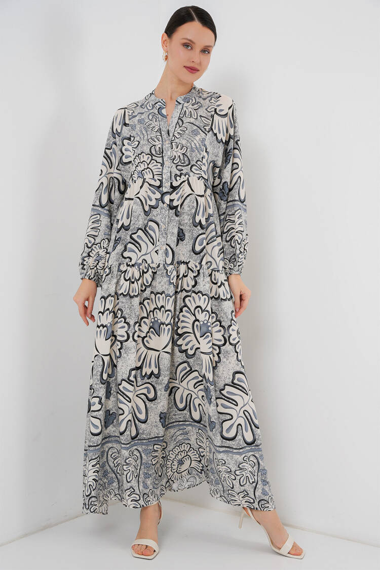 Authentic Patterned Burkini Dress - Blue