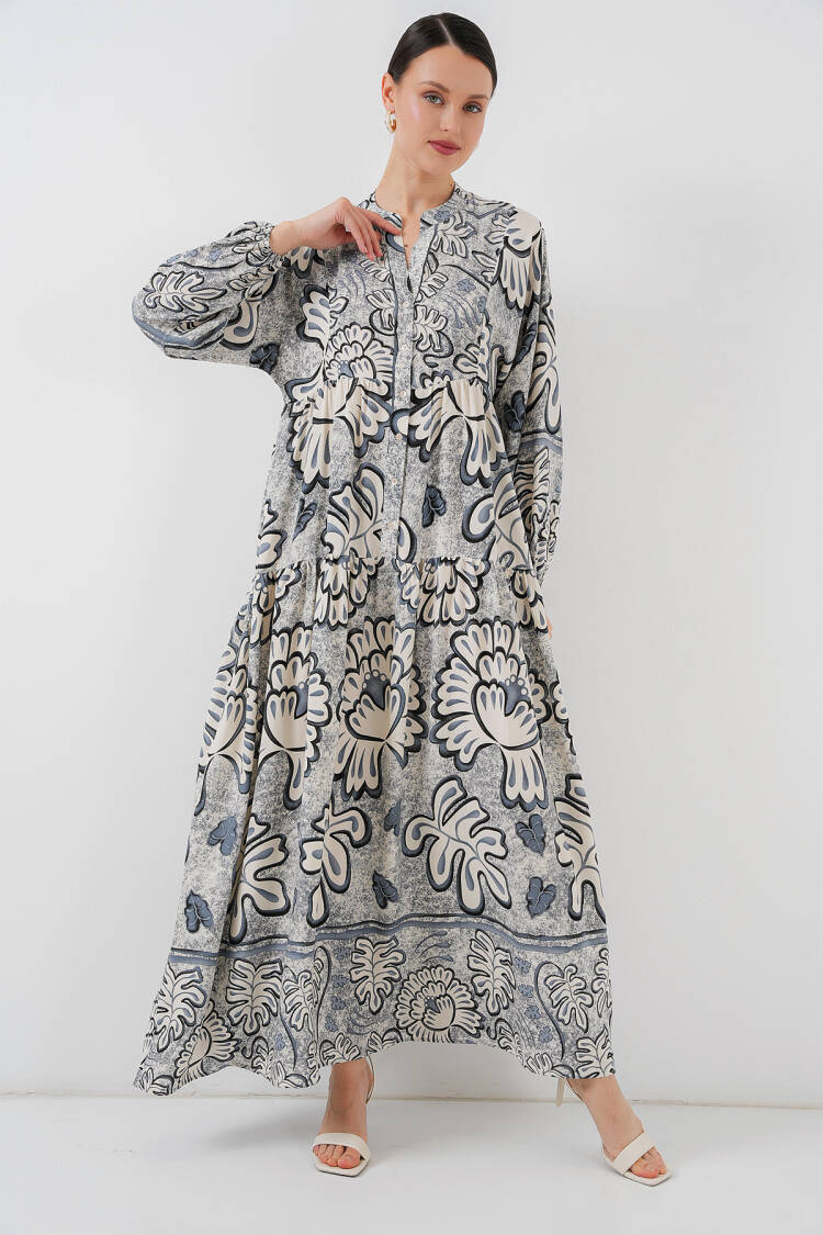 Authentic Patterned Burkini Dress - Blue - Bigdart - Globality Store - Women Clothes Wholesale Turkey
