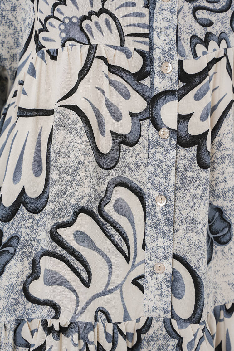 Authentic Patterned Burkini Dress - Blue