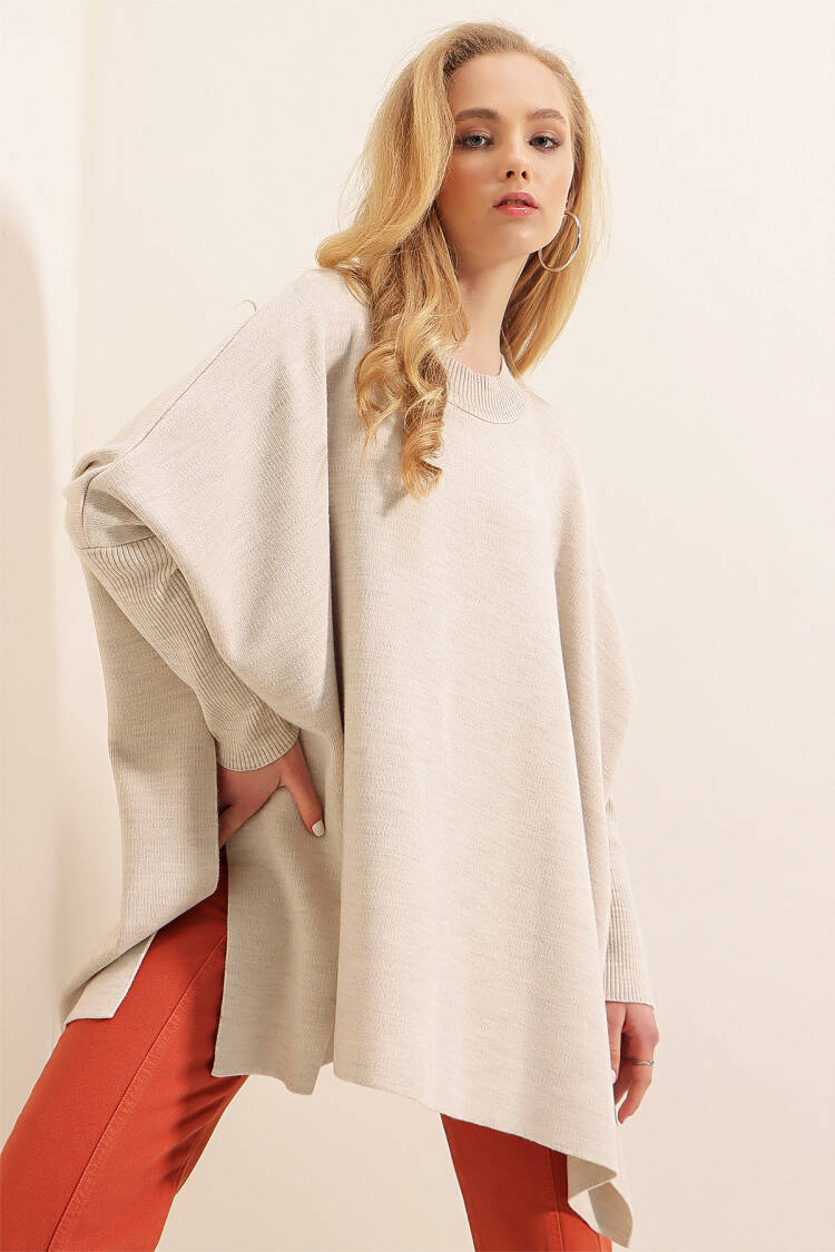 Slit Poncho Sweater