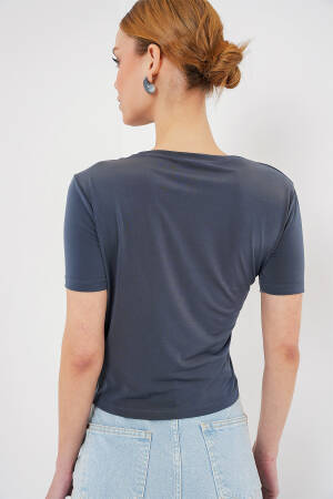 Detailed Short Sleeve Sandy Blouse 945 - Bigdart - Globality Store - Women Clothes Wholesale Turkey