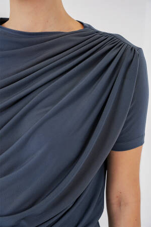 Detailed Short Sleeve Sandy Blouse 945 - Bigdart - Globality Store - Women Clothes Wholesale Turkey