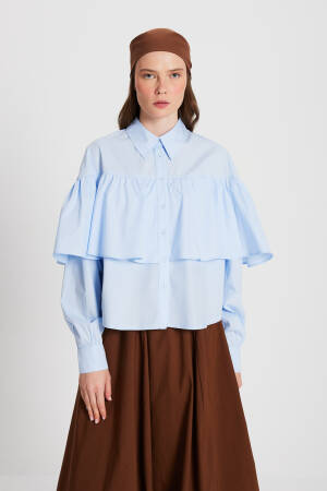 Frilled Cotton Fabric Wide Cut Shirt 29136 - Brand: First Angels - Women's Clothing Wholesale - Globality Store