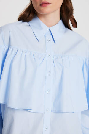 Frilled Cotton Fabric Wide Cut Shirt 29136 - Brand: First Angels - Women's Clothing Wholesale - Globality Store