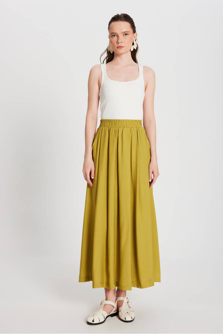OilPleated Pocket Modal Long Skirt 29145