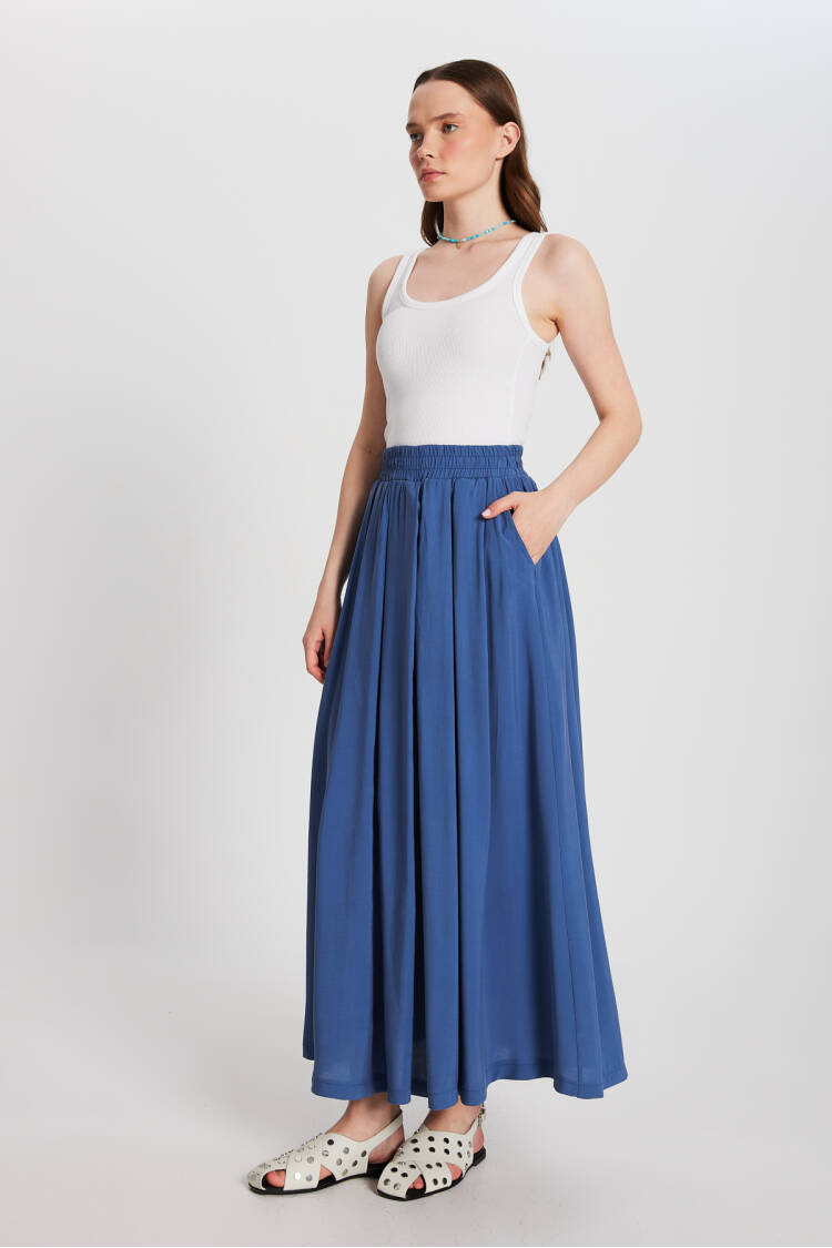 Pleated Pocket Modal Long Skirt 29145 - Brand: First Angels - Women's Clothing Wholesale - Globality Store