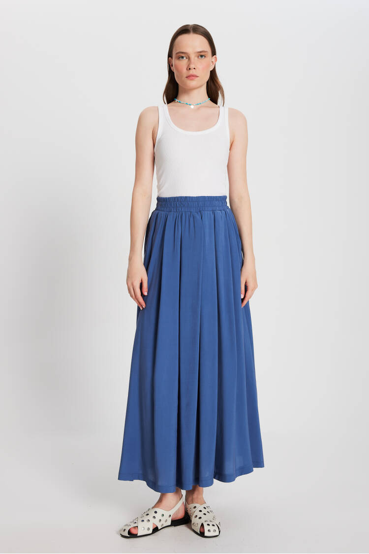 Pleated Pocket Modal Long Skirt 29145