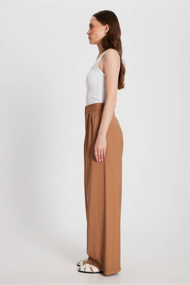 Camel Self Patterned Palazzo Pants 29099