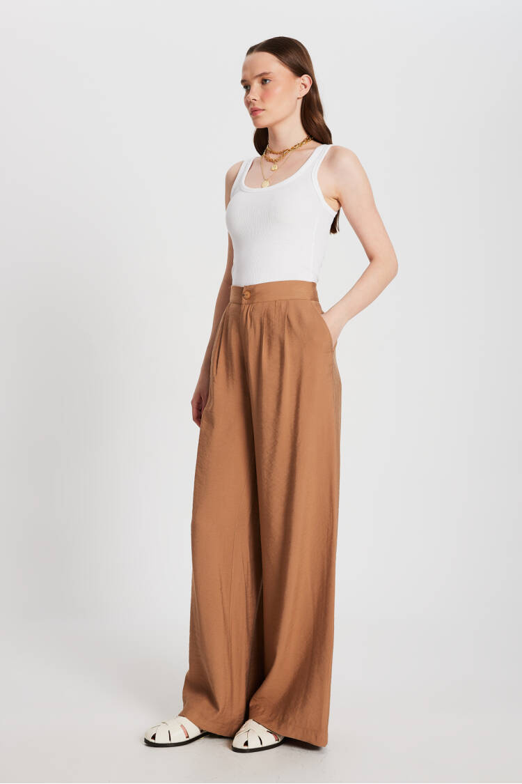 Camel Self Patterned Palazzo Pants 29099