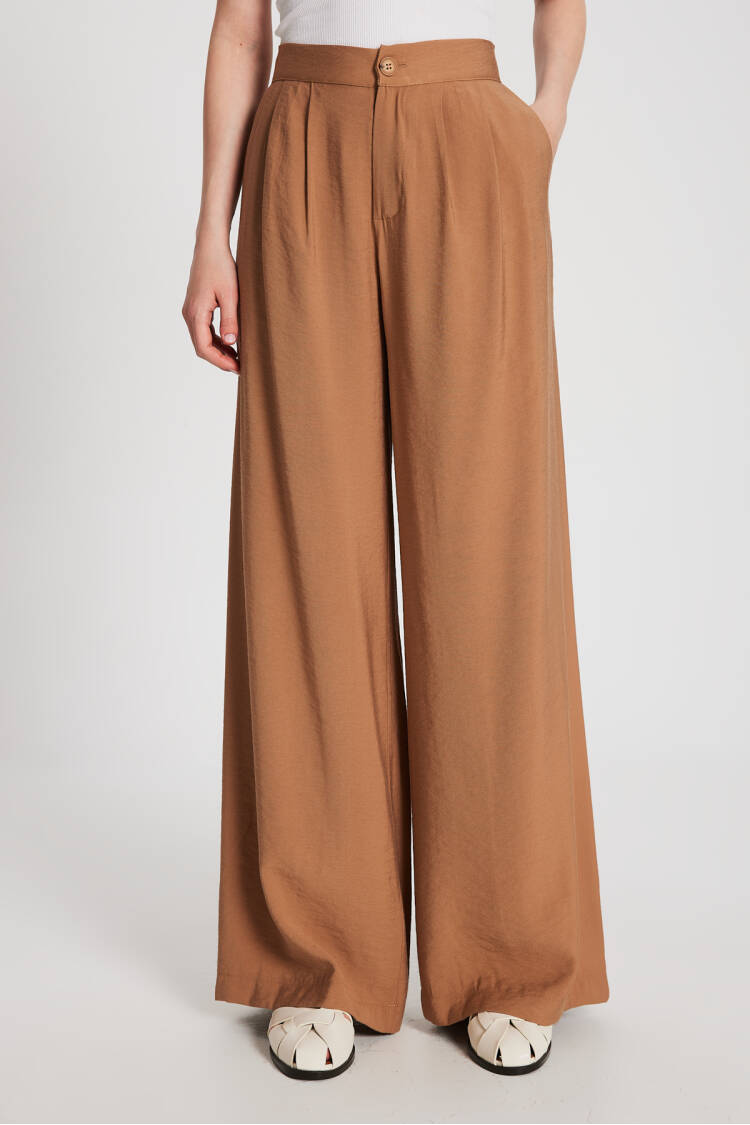 Camel Self Patterned Palazzo Pants 29099