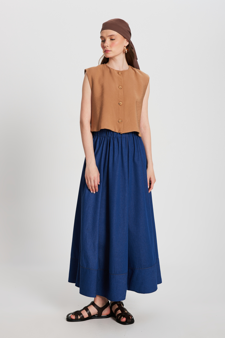 Camel Buttoned Vest 29090
