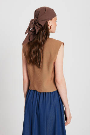 Camel Buttoned Vest 29090 - First Angels - Globality Store - Women Clothes Wholesale Turkey