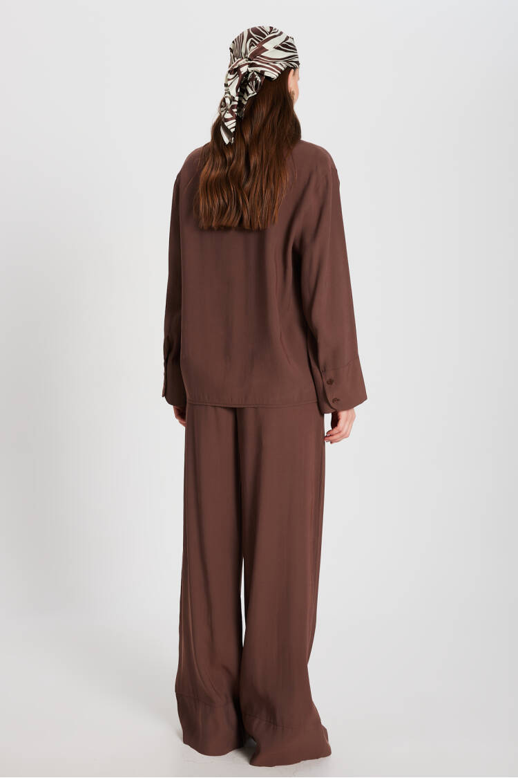 Brown 100% Modal Bottom/Top Shirt And Pants Set 29137